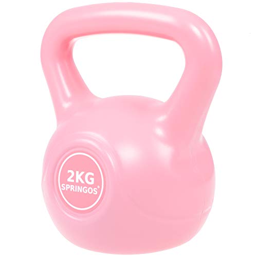 SPRINGOS - Pesa rusa de 2 kg-10 kg, de plástico ABS, para fitness, desarrollo muscular, entrenamiento de todo el cuerpo, para ponerse en forma, Rosa 2kg