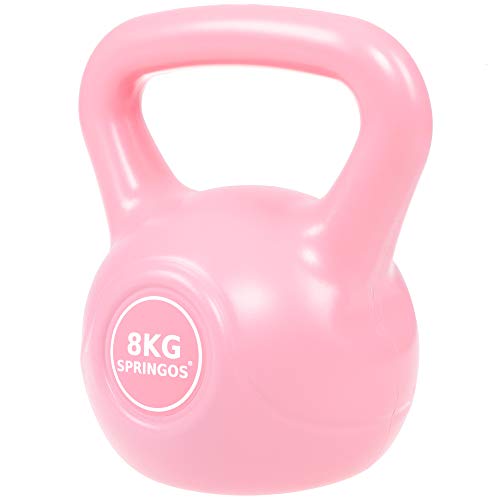SPRINGOS - Pesa rusa de 2 kg-10 kg, de plástico ABS, para fitness, desarrollo muscular, entrenamiento de todo el cuerpo, para ponerse en forma, Rosa 8kg