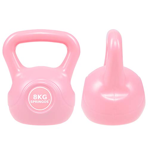 SPRINGOS - Pesa rusa de 2 kg-10 kg, de plástico ABS, para fitness, desarrollo muscular, entrenamiento de todo el cuerpo, para ponerse en forma, Rosa 8kg