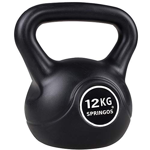 Springos - Pesa rusa de 4 kg, para levantamiento de pesas, equipo deportivo para fitness, desarrollo muscular y entrenamiento de fuerza, Negro 12kg