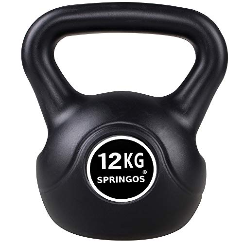 Springos - Pesa rusa de 4 kg, para levantamiento de pesas, equipo deportivo para fitness, desarrollo muscular y entrenamiento de fuerza, Negro 12kg