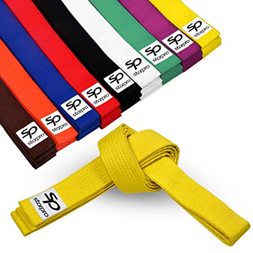 Starpro Cinturón de Ranking de Artes Marciales | Algodón de 7 Puntos | 9 Colores | Diseño Ligero para Entrenamiento y competición de Karate Judo Taekwondo | 240cm 280cm 320cm
