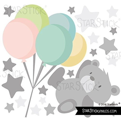 StarStick - Vinilo bebé Tierno osito con globos 70x50 cm - T0- Basico
