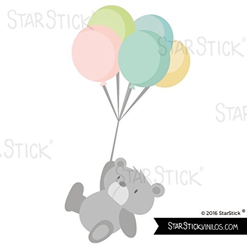StarStick - Vinilo bebé Tierno osito con globos 70x50 cm - T0- Basico