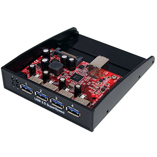 StarTech 35BAYUSB3S4 - Panel USB para bahía Frontal (3.5", 4 x USB 3.0), Negro