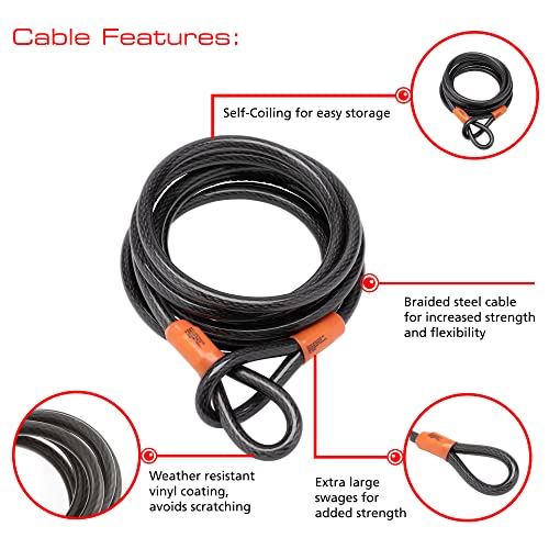 Sterling 124C - Cable de Seguridad de Bucle Doble autoenroscable (Recubrimiento de Vinilo, 12 mm x 4,5 m)