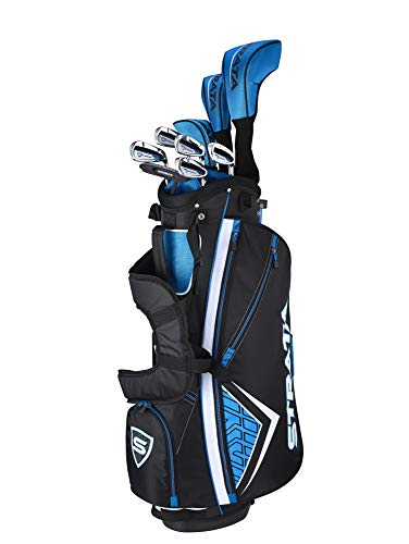 STRATA - Paquete completo de palos de golf para hombre, Mano izquierda, Azul, Conjunto regular de 12 piezas