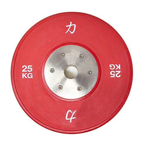 Strengthshop Competition Bumper Plate - Plataforma para discos de pesas (10 kg a 25 kg, diámetro IWF, 450 mm con orificio de 50,5 mm, tolerancia de peso de +/- 0,1-0,05 %, par de 25 kg)