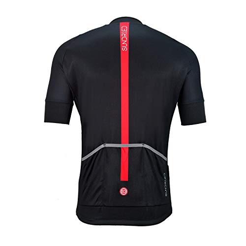 SUNDRIED La Camisa de Manga Corta para Hombre Jersey de Ciclo Bici del Camino Top Bicicleta de montaña (Negro, L)