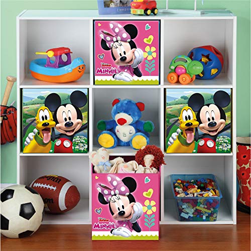 Superdiver Cubo Organizador Plegable de Tela Disney Mickey Mouse para Niño - Caja de Almacenaje para Juguetes Compatible con Kallax de IKEA para Dormitorio Infantil 31x31x31cm