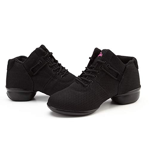 SWDZM Contemporáneo Jazz Zapatos Mujer,Aire Libre Deportes Danza,Moderno Hip Hop Sneaker Zapatillas de Danza Negro 38EU/24CM