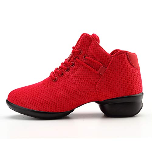 SWDZM Contemporáneo Jazz Zapatos Mujer,Aire Libre Deportes Danza,Moderno Hip Hop Sneaker Zapatillas de Danza Rosso 39EU/24.5CM