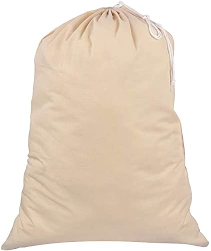 SweetNeedle - 100% algodón Bolsas de lavandería extra grandes y deber pesadas en color natural - 71 CM x 91 CM (28 IN x 36 IN) - Muy duraderas, con cordón, lavables a máquina y reutilizables