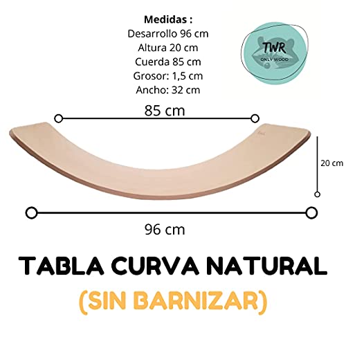 Tabla curva-tabla equilibrio-Tabla curva Montessori de madera fabricada de manera artesanal en nuestro taller (Hecha en España), 2 opciones al natural o barnizada al agua