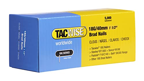 Tacwise 0400 Clavos Brad 18G/40mm, Metalizado, 18 G / 40 mm, Set de 5000 Piezas