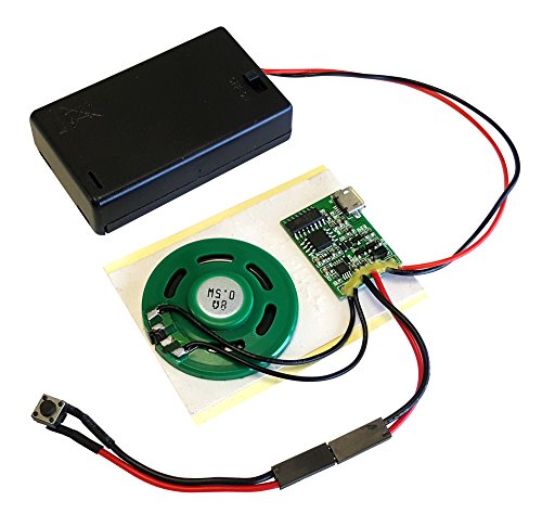 Talking Products - Módulo de chip de sonido MP3, 4 MB de memoria, con caja para batería AAA Ideal para maquetas y manualidades.
