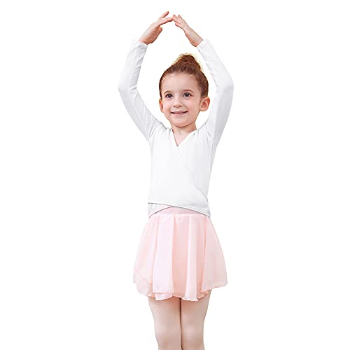 Tancefair Chaqueta de ballet de manga larga para niñas y mujeres, blanco, M