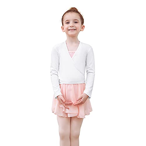 Tancefair Chaqueta de ballet de manga larga para niñas y mujeres, blanco, M