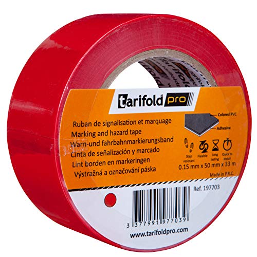 Tarifold Es 197703 - Cinta Adhesiva Suelo, Señalización, Seguridad, color Rojo- Rollo