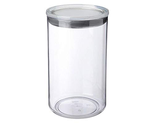 Tatay Bote de Cocina, 2L de Capacidad, Hermético, Libre de BPA, Apto Lavavajillas, Transparente - Gris. Medidas 12.5 x 12.5 x 22 cm