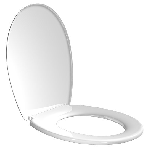 TATAY Tapa WC Universal Estándar, de Termoplástico, Forma Ovalada, Extraible, Fabricado en España, Blanco. Medidas 44,5 x 36,5 cm