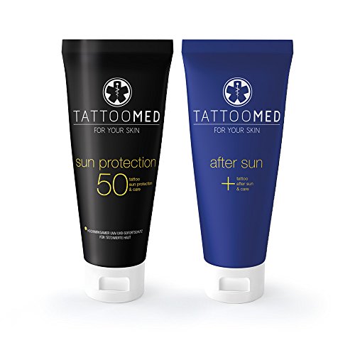 TattooMed Tattoo Protection Pool Kit - Set de Ahorro (Protección Solar FPS50 100ml, After Sun 100ml y After Tattoo 25 ml)