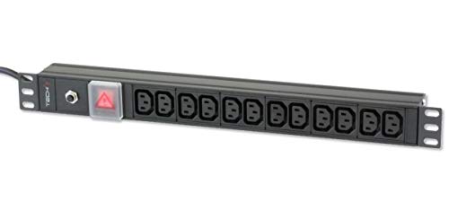 Techly I-CASE STRIP-12C accesorio de bastidor Regleta eléctrica - Accesorio de rack (Regleta eléctrica, Negro, Aluminio, 1U, 250 V, 12 salidas AC)