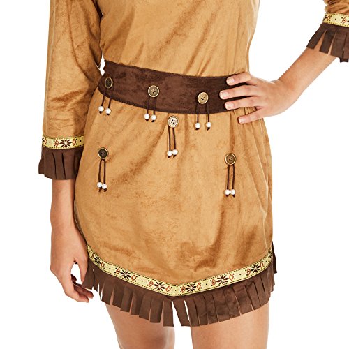 TecTake dressforfun Disfraz de India Apache para Mujer | Bonito Vestido Corto de poliéster imitación Aterciopelada + Cinta con Plumas para el Pelo (XXL | no. 300630)