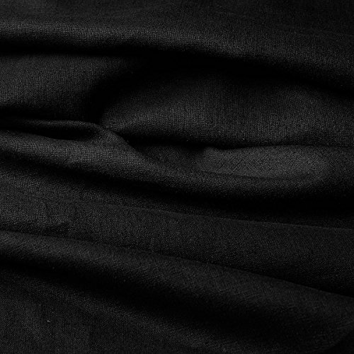 Tela de lino natural - 100% lino puro - Gran textura de lino - 20 colores - Por metro (Negro)