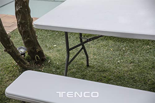TENCO TG180 Mesa Plegable, Polietileno de Alta Densidad, Blanco