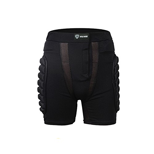Tentock Adultos Pantalones Cortos de Compresión con Protectores Acolchados 3D, para Esquí Patinaje, Tamaño Completo(M)