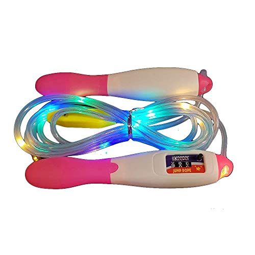 The Glowhouse Cuerda de saltar con luz (incluye contador de fitness, cuerda de saltar para niños, color rosa)