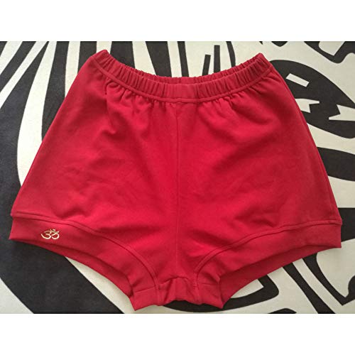THEECA - Pantalones cortos de algodón elástico suave para mujeres y hombres profesionales Iyengar yoga (rojo vino, L)