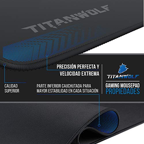 TITANWOLF - XL Alfombrilla para ratón 440 x 350 mm - Speed Gaming Mousepad - Mouse Pad para Ordenador - Base para Mesa Grandes Dimensiones - Diseño: Epsilon