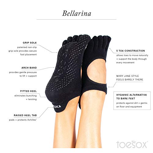 ToeSox Bellarina - Calcetines antideslizantes para mujer, para ballet, yoga, pilates, punta de barra, talla pequeña, eco