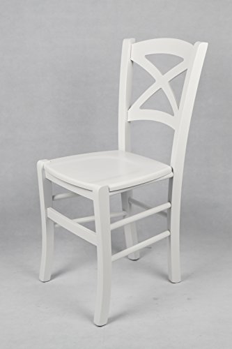 Tommychairs - Set 2 sillas Cross para Cocina y Comedor, Estructura en Madera de Haya barnizada Color Blanco y Asiento en Madera