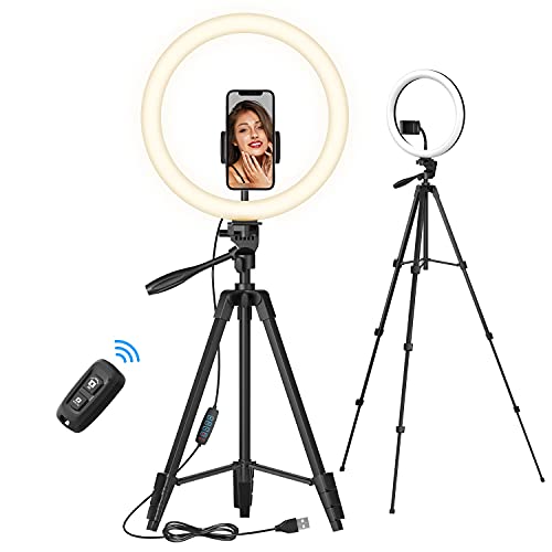 TONOR Anillo de luz Grande para Selfies de 12" con Soporte para teléfono, luz Circular LED con Obturador Bluetooth para Zoom TikTok Makeup Youtube Stream Meeting, Compatible con iOS/Android(TRL-20)