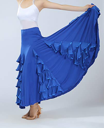 Tookang Flamenco Falda Grande del Columpio Vestido de Baile Moderno Tutu con Lentejuelas de Malla Baile de Salón
