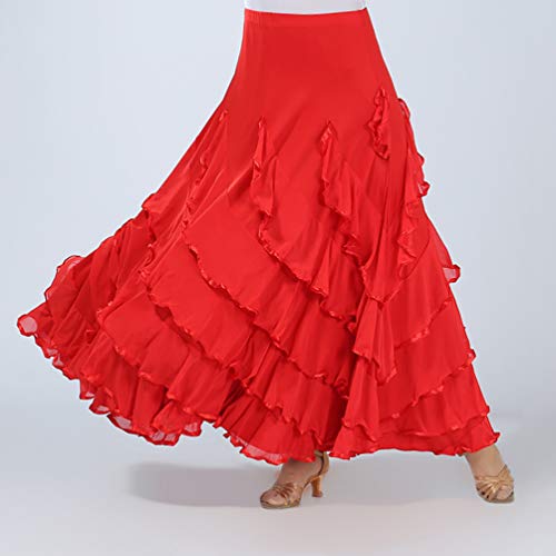 Tookang Traje de Baile Moderno Falda de Baile Flamenco de Mujer Vestido Baile Latino Salsa Flamenco