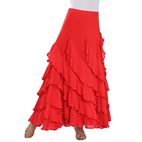 Tookang Traje de Baile Moderno Falda de Baile Flamenco de Mujer Vestido Baile Latino Salsa Flamenco