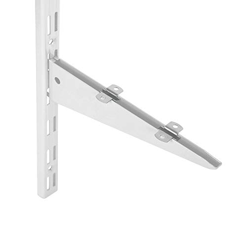 Toolerando Perfil cremallera perforación doble para escuadras de estante/Riel de pared para soportes de estantes, 2 ranuras - Longitud: 100 cm, blanco