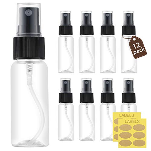 Toureal 30ml Botellas Spray Pulverizador Plastico (12 Piezas) Botes Spray Vacios, Atomizador(Transparente)