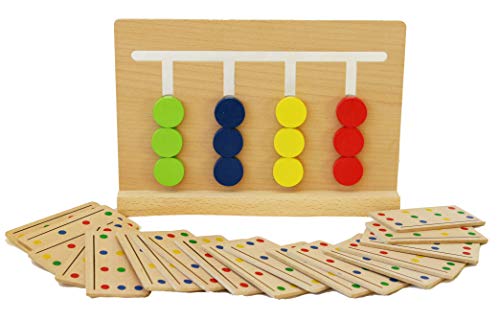 TOWO Juego de Clasificación de Colores de Madera - Juguete de Clasificación de Madera con Tarjetas de Patrón y Discos de Colores - Juego de Rompecabezas de Madera para niños - Juguetes Montessori
