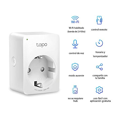 TP-Link Tapo P100 (2-Pack) - Mini Enchufe Inteligente Wi-Fi, óptimo para programar el encendido/apagado y ahorrar energía, no necesita HUB, compatible con Alexa y Google Hom
