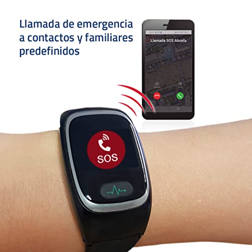 Tracmi Reloj B6 con botón de Llamada de Emergencia SOS – Localización GPS – Podómetro – Pulsómetro – Cuidado de Mayores (Demencia), Niños o Personas vulnerables – Tarjeta SIM preinstalada (con cuota)