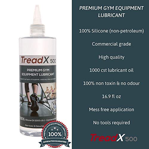 TreadX - Lubricante profesional para equipos de gimnasia, 100% aceite de silicona, elípticas y bicicletas estacionarias, sin olor con tubo aplicador X-Long (16 oz)