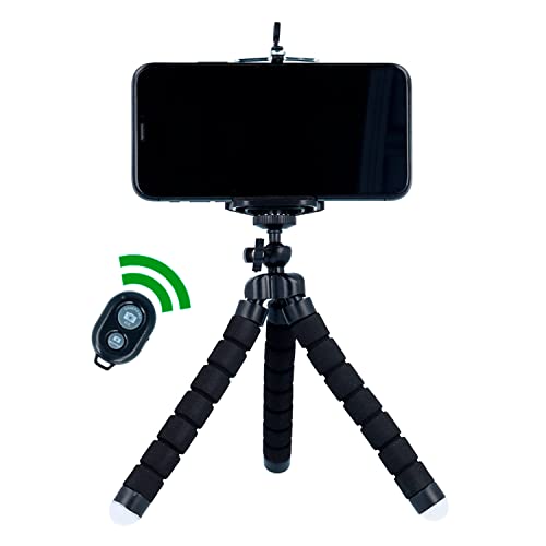 Trípode para Móvil, Soporte Móvil Flexible 360° Rotación para Selfies Soporte con Control Remoto, Trípode Portátil, Trípode 3 Patas Compatible con Móviles iPhone y Android