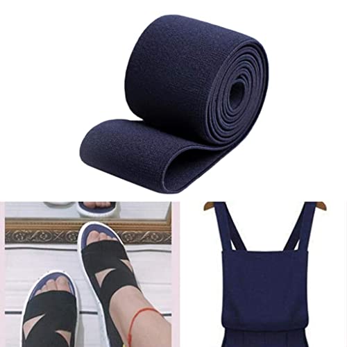 Tubayia Cinta de goma para costura, 4 cm de ancho, elástica, plana, para ropa, proyectos de manualidades (azul oscuro)