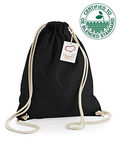 Turnbeutelliebe® Bolsa de deporte con diseño de diente de león, algodón negro, bolsa de deporte, mochila, bolsa de tela, bolsa de gimnasio, aprox. 12 litros, 37 x 46 cm