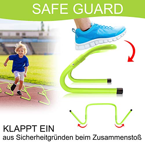 UISEBRT Juego de 6 Vallas ajustables 20/30 cm – Cuerdas de entrenamiento de fútbol para niños, agilidad y entrenamiento de coordinación, verde